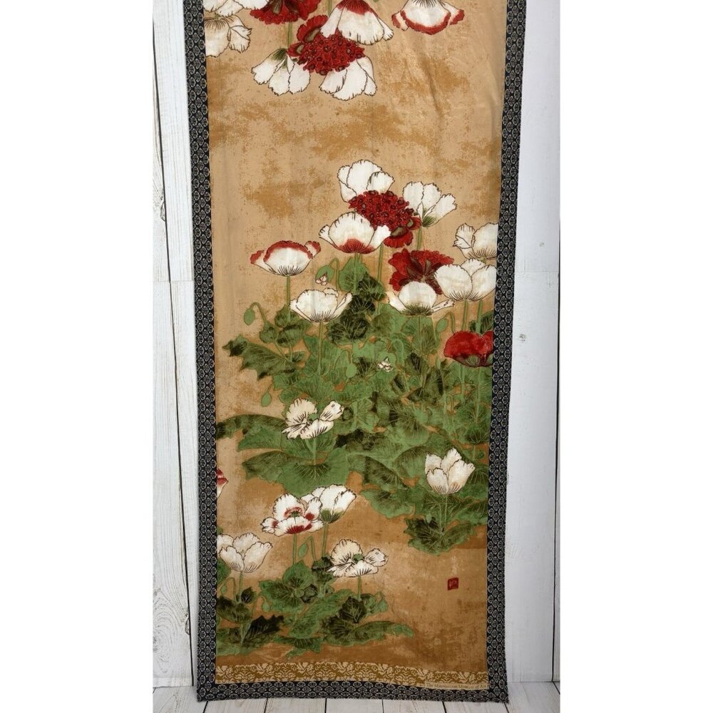 Met Museum of Art Silk "Poppies" Scarf - Wearable Japanese Art - 62" x 17"